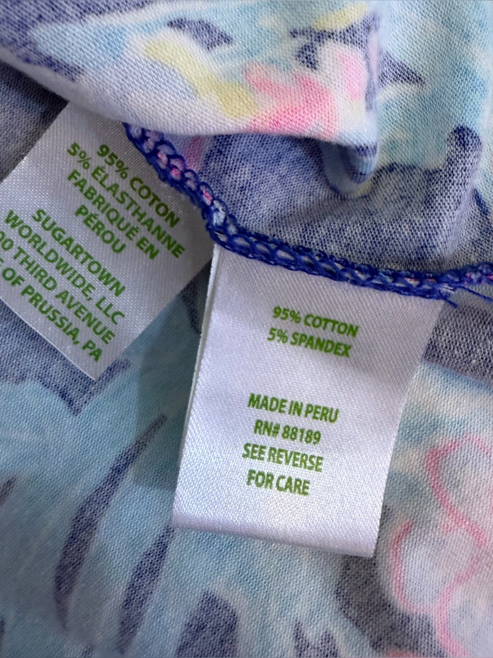Lilly Pulitzer Sugartown Blue Floral Knit Top Size S Button Cuff Boat Neck - Picture 6 of 8